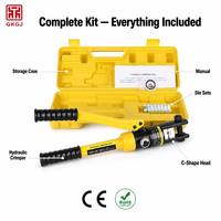 Kit d'outils de sertissage de cosses de câble hydrauliques en acier robuste YQK-120, pince à sertir manuelle de type C avec matrices et mallette de transport