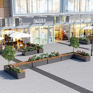 Bancs publics modernes en plastique écologique avec pots <span class=keywords><strong>de</strong></span> fleurs, durables, pour s'asseoir et se reposer, idéaux pour les centres commerciaux, MOQ 1 pièce - Product Image 4