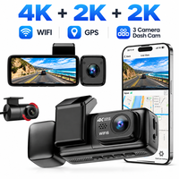 Caméra embarquée HD 4K+2K+2K pour voiture, caméra de tableau de bord 4K, caméra de tableau de bord 3 canaux, Wifi, GPS, caméra de tableau de bord 4K à 3 objectifs