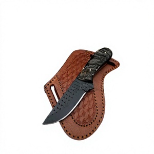 Couteau utilitaire de cowboy à pointe fixe en acier inoxydable Rasp, manche en corne de cerf, étui en cuir plat, lame pleine, qualité industrielle - Product Image 4