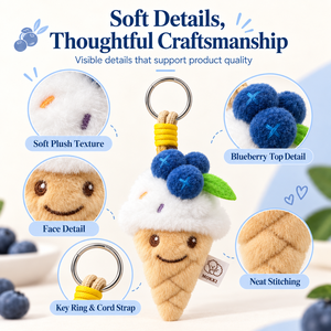 Portachiavi in peluche personalizzato a forma di gelato ai mirtilli, ciondolo per borsa a forma di cibo, morbido giocattolo imbottito, OEM ODM, all'ingrosso, regalo per negozi al dettaglio, <span class=keywords><strong>TOY</strong></span> <span class=keywords><strong>STORY</strong></span> - Product Image 3