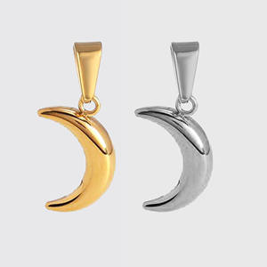 18k liontin klakson bulan sabit wanita, perhiasan minimalis berlapis emas cantik liontin setengah bulan untuk wanita bahan baja tahan karat - Product Image 2