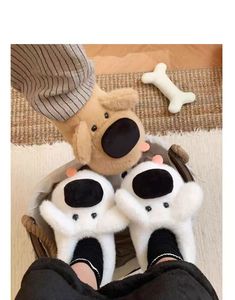 Nouveau mignon langue collant <span class=keywords><strong>chien</strong></span> pantoufles pour femmes anti-dérapant automne et hiver pantoufles poilues pour la maison <span class=keywords><strong>chaleur</strong></span> Couple Ins Style - Product Image 5