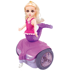 Poupée princesse sirène avec jouets électriques chantants lumineux voiture d'équilibre rotative universelle pour filles cadeau d'anniversaire en plastique - Product Image 1