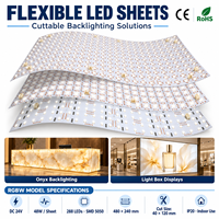 Feuille LED à changement de couleur, feuille LED flexible, panneau LED auto-adhésif pour murs en marbre, comptoirs de bar et éclairage de réception