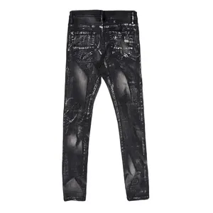 2024 moda de alta calidad Jeans Skinny Slim Fit Jeans hombres Slim personalizado Logo impresión pantalones hombres Jeans Regula