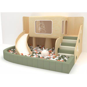 Parco <span class=keywords><strong>Giochi</strong></span> Interno in Legno <span class=keywords><strong>per</strong></span> <span class=keywords><strong>Bambini</strong></span> con Area Morbida e Scivolo, Attrezzature <span class=keywords><strong>per</strong></span> Parco <span class=keywords><strong>Giochi</strong></span> <span class=keywords><strong>per</strong></span> <span class=keywords><strong>Bambini</strong></span> e Neonati - Product Image 1