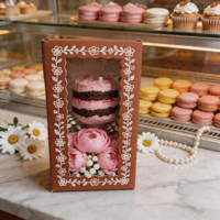 Vente directe d'usine, boîtes à cupcakes mini pliables personnalisées avec logo, recyclables, avec fenêtre transparente, papier couché, laminage mat