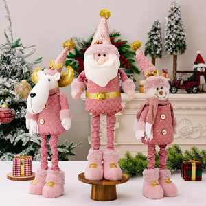Juguete de peluche de Navidad Pierna larga de pie Papá Noel Muñeco de nieve <span class=keywords><strong>Reno</strong></span> Muñeco elástico para decoraciones navideñas - Product Image 4