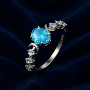 Anello Romantico con Diamante Naturale e Diamante Taglio Brillante per Donne, Fede in Argento, Gioiello di Fidanzamento Eva O'neill - Product Image 2