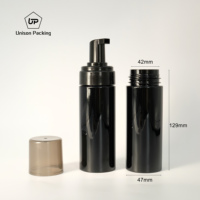 Flacon pompe en plastique noir de 150 ml à épaule plate pour mousse nettoyante avec brosse en silicone