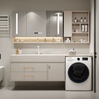 Meuble de salle de bain intégré pour machine à laver, combinaison de meubles avec lavabo en céramique sans joint, comptoir, toilettes, table de lavage pour balcon