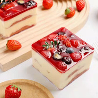 Boîtes transparentes en plastique PS pour tiramisu, mini-boîtes d'emballage pour desserts et bonbons, petits contenants transparents en gros, qualité alimentaire, forme carrée