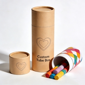 Boîte ronde en papier kraft brun écologique avec couvercle scellé, tube d'emballage cylindrique portable pour le rangement des pinceaux à aquarelle - Product Image 3
