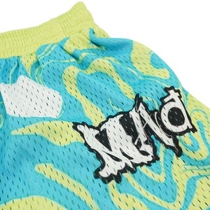 Short en maille imprimé athlétique à coupe ajustée pour l'été en gros, short en maille de course à pied imprimé en polyester avec logo personnalisé - Product Image 4