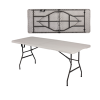 Table de salle à manger pliante rectangulaire moderne de 6 pieds en plastique avec plateau stable en HDPE et pieds robustes pour usage hôtelier