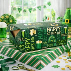 St. Patrick's Day Wrapping <b>Paper</b> Metallic Foil Green Shamrock Design 1 <b>Roll</b> Gift <b>Wrap</b> for St. Pat's Day Celebration - Product Image 3