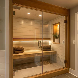 Sauna carré extérieur en bois écologique 4 personnes en cèdre rouge avec vestiaire ou salle de douche - Product Image 5