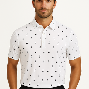 Polo de golf blanc de qualité supérieure brodé coupe ajustée décontracté OEM ODM logo personnalisé - Product Image 6