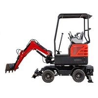 Mini-excavatrice mobile sur roues pour usage agricole avec vérin hydraulique Bosch Rexroth pour le creusement et le repiquage d'arbres