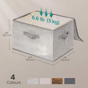 Foldable Storage Organiser Boxes 40 X 30 X 25 cm Non-Woven Fabric Storage <b>Basket</b> Bins with Lids - Product Image 3