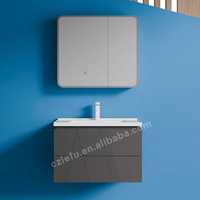 Vanité de salle de bain Usine Prix de gros Blanc Peinture Pvc Vanité de salle de bain Armoire Ensemble