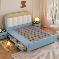 Modernes Lederbett mit Stauraum und Kiefernholzrahmen Umweltfreundliches Design für Schlafzimmer, Villen & Apartments