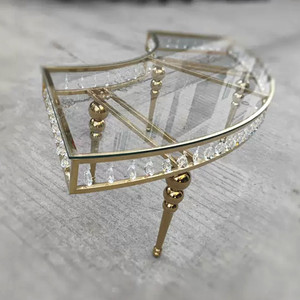 <strong>Glass</strong> Crystal Top Gold Metal Stainless Steel Round Dinner Luxury Wedding Banquet <strong>Table</strong> for 10 Chairs Events - Product Image 3