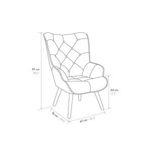 Fauteuil Ludovica avec repose-pieds, tissu gris, noir et blanc, pieds en bois, ensemble de chaises pour salon intérieur - Product Image 5