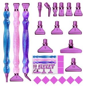 Ensemble de stylos de peinture diamantée en acrylique XIXI avec 6 têtes de perçage interchangeables, accessoires de broderie arc-en-ciel DIY - Product Image 2