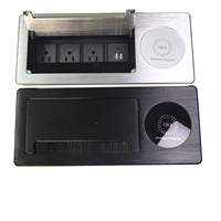 Prise de courant de bureau escamotable 3 prises 2 ports USB avec charge rapide sans fil 18W pour tables de conférence, prise US 10A