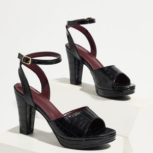 Sandalias Clásicas con Plataforma y Punta Abierta, Diseño Croc, Tacón Cuadrado, Hebilla en el Tobillo, Ligeras, Cómodas, Impermeables, para Mujer - Product Image 1