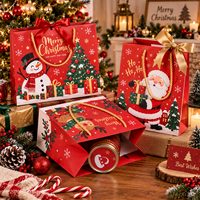 Sacs cadeaux de Noël en carton blanc certifié FSC, sacs de shopping personnalisés pour les fêtes, emballages de vente au détail saisonniers
