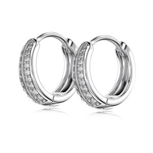 Dylam Delicate Earrings 925 Sterling <b>Silver</b> Rhodium 18K Gold Plated Double Layer 5A Zirconia <b>Clip</b>-on Hoop Earrings - Product Image 1