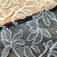 Dentelle brodée soluble dans l'eau de 18 cm, motif floral en écailles de poisson, style vintage, pour robe de mariée, Hanfu, robe de soirée formelle pour femme