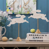 Offre Spéciale Pâques Sculptures Sculptures En Bois Pendentif Lapin Forme Rustique Bois Lapin Courir Lapin En Bois Piédestal Table Décor