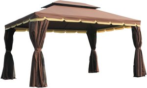 Gazebo moderne en aluminium 10x13 avec toit souple, pour balcon extérieur, cour, avec rideaux en polyester et écrans de ventilation - Product Image 2