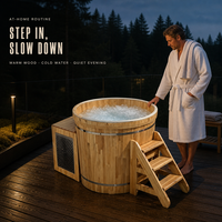Baignoire froide en bois pour le bien-être en plein air avec système de refroidissement à contrôle de température pour la récupération sportive, baignoire à glace