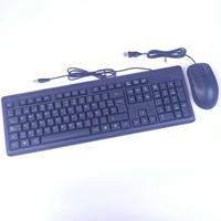 Bundel Keyboard dan Mouse Berkabel USB untuk Komputer Kantor Rumah dan Kit Keyboard Tombol 104 Ergonomis Netral