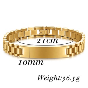 Aangepaste Naam Trendy Roestvrij Staal 316l Hoge Kwaliteit 18K Verguld Horloge Ketting Mannen Mode Sieraden Armbanden Armbanden - Product Image 2