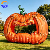 Cadre de photomaton gonflable géant en forme de citrouille effrayante pour Halloween, idéal pour la décoration de jardin, pelouse, fête ou événement, avec souffleur inclus