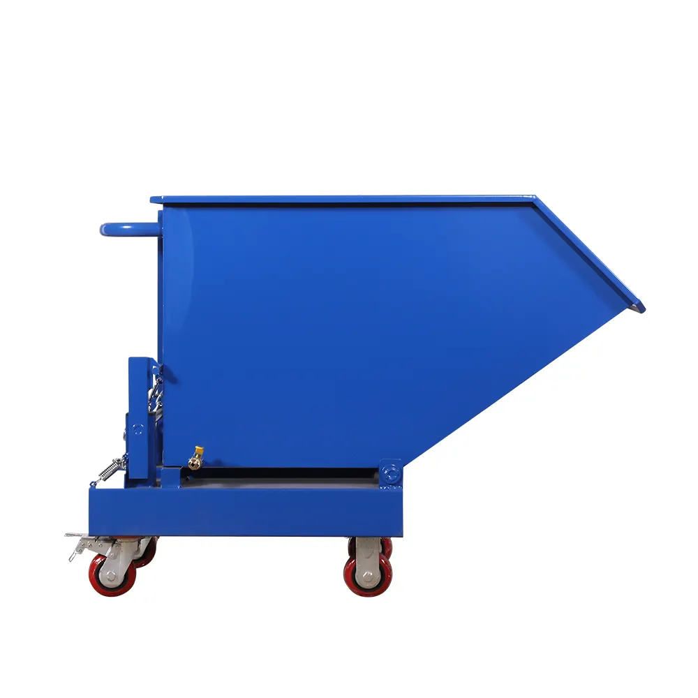 Hanyu Heavy Duty Steel Hopper Carretilla elevadora Bin Tipper Tolva de descarga automática