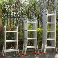 Économisez de l'espace Échelle multifonctionnelle pliante en aluminium à 4 charnières Grandes et petites Échelle d'escalade pliante en aluminium pour escaliers