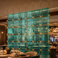 Blue Square Solid Glass Hanging Panel Modern Design for Hotels Living Rooms Dining Areas Outdoor Spaces Partition Walls