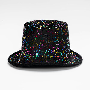 Sombrero de Copa Profesional para Halloween, Estilo Americano, con Lentejuelas, Copa Plana Alta, para Magos, Espectáculos, Fiestas, Cosplay, Disfraces - Product Image 4