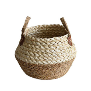 [Customization Available] Straw woven flower basket, rattan woven plant <b>pot</b>, succulent potted plant decoration storage basket - Product Image 4