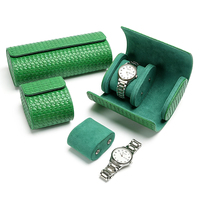 En stock, livraison gratuite, boîte à montres en cuir tissé PU faite à la main avec 1, 2 ou 3 emplacements ; boîte de rangement et d'emballage pour montres