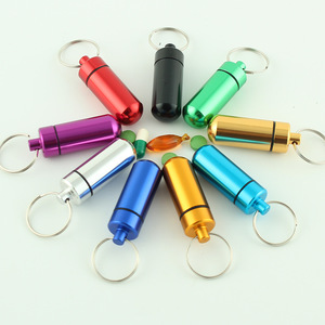 Thời trang túi Keychain nhỏ nhôm kim loại Pill chủ hộp không thấm nước Pill chủ trường hợp thời trang <span class=keywords><strong>Keyring</strong></span> - Product Image 2