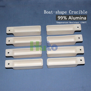 HUTO personnalisation industrielle creuset en céramique forme de bateau avec trou/sans trou Type de trou résistant aux hautes températures 99% <span class=keywords><strong>Al</strong></span> céramique - Product Image 3