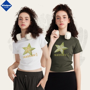 Verano americano hombro positivo <span class=keywords><strong>Spice</strong></span> Girls camiseta mujer manga corta nueva fruta estampado Slim Top - Product Image 2